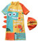 FAIRYRAIN Baby Kinder Junge Einteiliger Karikatur Dinosaurier Kurzärmel Kleidung UV-Schutz 50 Badeanzug mit Sonnenhut Schwimmanzug Schwimmbekleidung M