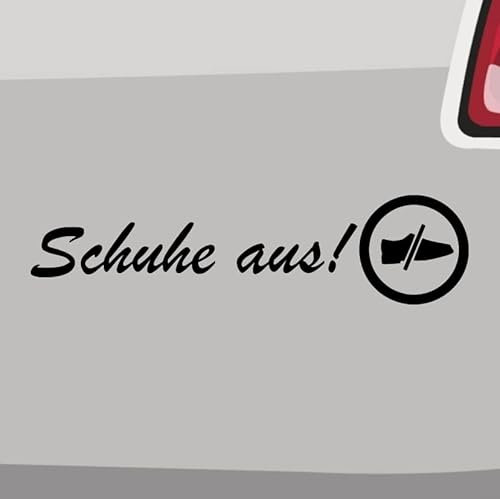 Stickerfreaks - Schuhe aus! Aufkleber - 14x3,5cm Schwarz - Matt - UV-beständig - Selbstklebend - Hausschuhe