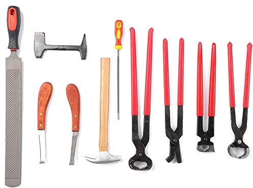 Generic 9-teiliges Huf-Set, professioneller Pferdeschmied, Raspelzange und Schneideset, Pferdepflege, Reinigung, Hufschmied, Pferdepflege-Zubehör