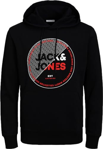 JACK & JONES Herren Kapuzenpullover Hoodie Sweat TXm-b2 (L, 93 Schwarz)