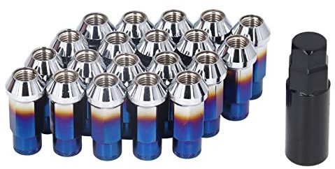 Radmutter, M12 x 1,5 Radmuttern mit Steckschlüssel, hohe Härte, 20 Stück Radmuttern als Ersatz für Ford Focus für Suzuki für Hyundai für Acura Lug Nuts (Blau geröstet)