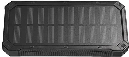 Power Bank Chargeur Solaire 20 000 mAh 5 V 2,1 A PD QC 3.0 Dual 2 Port USB Lampe de Poche puissante intégrée IPX7 étanche à la poussière et aux Chocs (Noir)