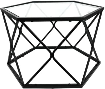 spot on dealz® Coffee Table Center Tables for Living Room Occasional Hexagon Hallway Room Bedroom Sofa Glass Table Indoor Decor Decorative Black Side Table