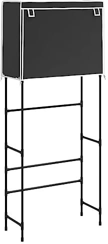 vidaXL Estantería 2 Niveles Lavadora Organizador Terraza Balcón Colada Ropa Hogar Almacenamiento Baño Aseo Hierro Negro 71x29,5x170,5cm