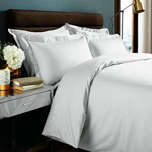 Roseley 100% Egyptian Cotton Duvet Set Covers Breathable Naturally Hypoallergenic Bed Set For Home or Hotel [Super King, White]