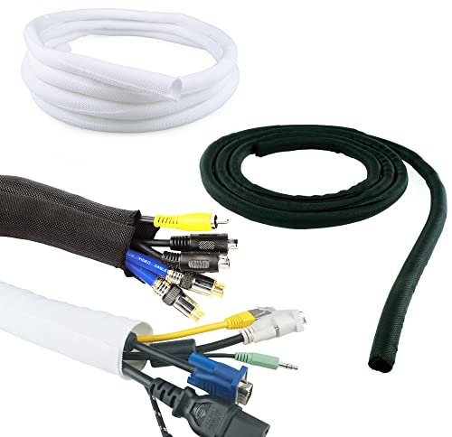 2 m Kabelschutzschlauch Schlauch Kabelschlauch Gewebeschlauch Kanal selbstschließend (8 mm, White)