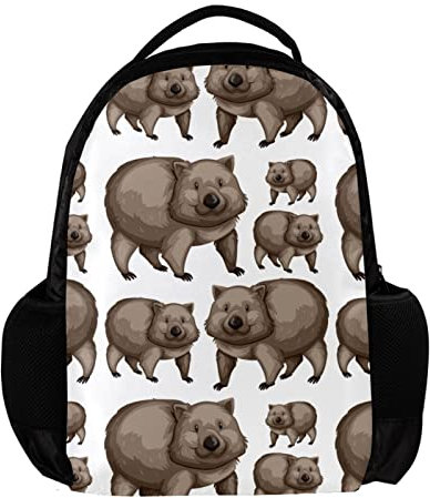 Personalisierter Rucksack für Damen und Herren, niedlicher Wombats, Schule, Reisen, Arbeit, Rucksack, Mehrfarbig, 27.5x13x40cm, Rucksack Rucksäcke