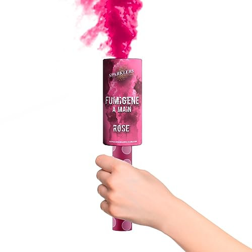SPARKLERS CLUB Fumigène Torche a Main 45 secondes couleur Rose - Déclenchement à Mèche, durée 45 sec, fumigene couleur à tenir en Main - torche a main - Catégorie F1 - LIVRAISON 24/48H
