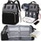 LEcylankEr Wickelrucksack mit Babybett - Große Wickeltasche Rucksack mit Wickelauflage & Isoliertasche & Moskitonetz & USB-Ladeanschluss (Schwarz und grau)