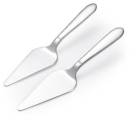 Amrules Tortenheber Spatel, 2er Set, Kuchenschneider, langlebiger Edelstahl-Kuchenheber mit glatter Kante und exquisitem Musterdesign für Gebäck, Pizza, Dessert, Silber