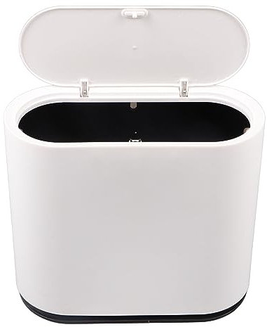 Asixxsix Poubelle de Cuisine, Poubelle Rectangulaire en Plastique de 2,7 Gallons avec Couvercle de Type Presse, Poubelle étroite étroite à L'épreuve des Chiens, Poubelle Blanche