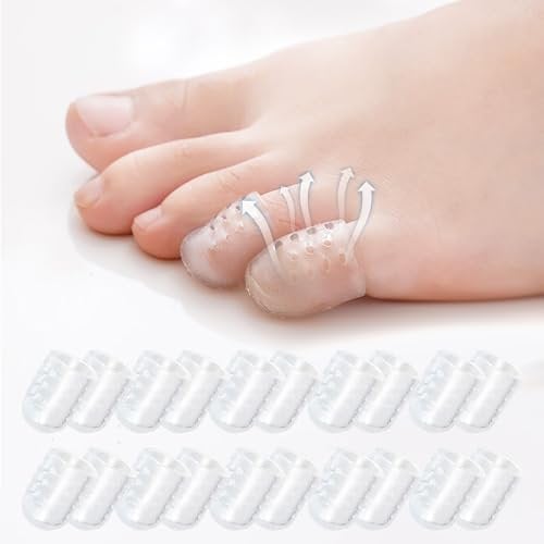 Breathable Gel Pinky Toe Protectors, 20 Pack Silicone Toe Sleeves Transparent Foot Corn Cushions Pads, Little Toe Caps for Bunion Blisters, Corns, Hammer Toes, Toenails Loss, Friction Pain Relief