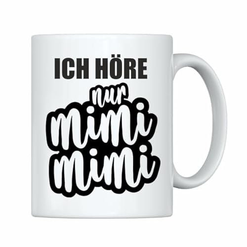 4you DESIGN Tasse „Ich höre immer nur Mimimi“, Lustige Keramiktasse zum Geburtstag, Weihnachten, Kaffeebecher für Arbeitskollege, Chef, Chefin, Mama oder Papa, Spaßgeschenk, 330ml