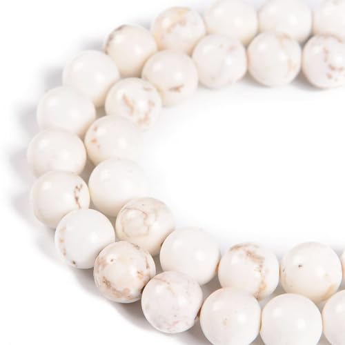 Natural White Turquoise Loose Beads for Jewelry Making 8mm Round Semi Precious Gemstone 15 inch(45-48pcs/strand)