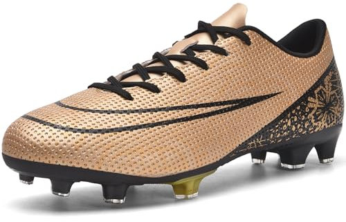 DimaiGlobal Zapatillas de Fútbol Hombre Spike Aire Libre niños Profesionales Atletismo Entrenamiento Calzado de Fútbol Training Botas de Fútbol Tacos de fútbol Deportivas 36EU Gold