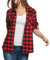 Timuspo Flanellhemd Kariertes Hemd mit Knopfleiste Langarm Oktoberfest Bluse Karo Tunika Baumwolle Tops Casual V-Ausschnitt Oberteile Rot/L