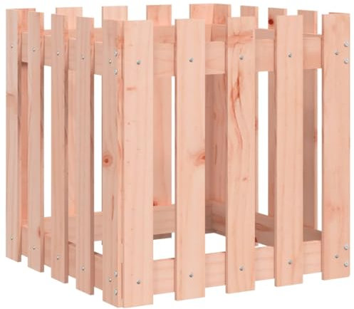 vidaXL Pflanzkübel, Blumenkübel mit Lattenzaun-Design, Pflanzkasten Übertopf für Garten Terrasse, Blumentopf Blumenkasten, 50x50x50 cm Massivholz Douglasie
