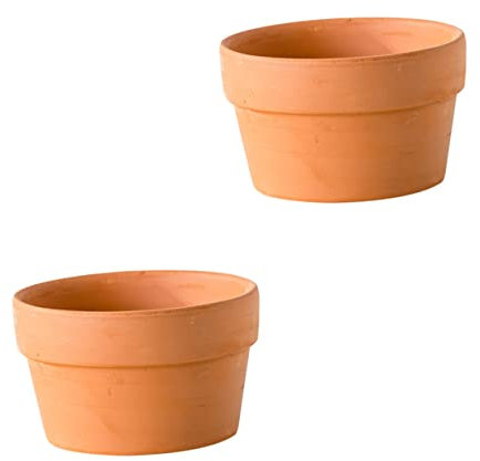 ABOOFAN 2pièces Lot Pots Terre Cuite Rouge avec Trou De Drainage Contenants Peu Profonds pour Cactus Et Succulentes Pots Décoratifs pour Intérieur Et Balcon