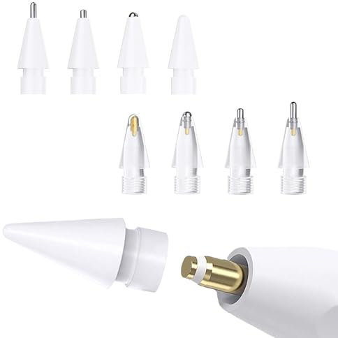 FCXQG 8 Pcs Mine Apple Pencil 2 Pointe Apple Pencil 2 Embouts pour Apple Pencil Apple Pencil Tips Lot De 8 Pointes De Rechange pour Apple ContrôLe De PréCision RéSistant à l'usure Plastique/MéTal