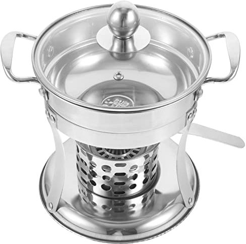 KOMBIUDA Pot De Hotpot Portable Acier Avec Couvercle Hotpot Chinois Pour Dîners à Et Réunions Amicales