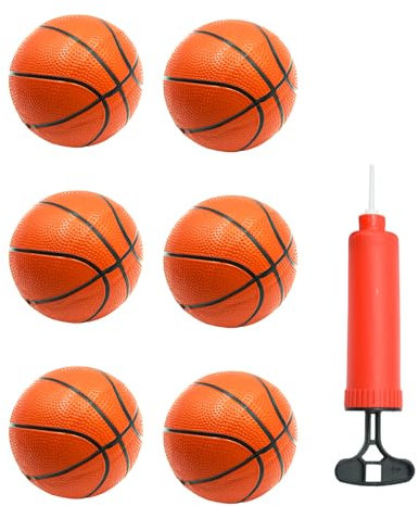 Coriver 6 Stück Mini Basketball Kleine für Reifen Aufblasbare Basketball Klein mit Pumpe, Poolbälle Beach Balls für Party Indoor Outdoor Spiel (Rot)