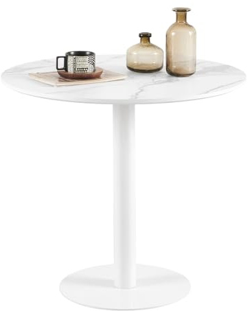 Anrekl Mid Century Modern Runder Esstisch mit Marmorfarbener Tischplatte, Couchtisch für Küche, Esszimmer, Wohnzimmer, Schlafzimmer, Büro, Cafe