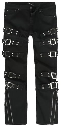 Gothicana by EMP Herren Schwarze Hose mit Nieten und Zier-Schnallen W33L34