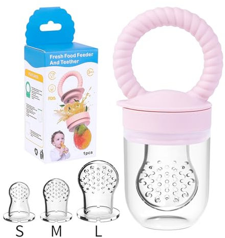 Tétines En Sans Bpa En 3 Tailles, Sucette Pour Bébé, Bébé Tétine En Silicone,Tetine Grignoteuse Bebe, Sans Bpa Pour Fruits,Légumes,Purée,Pour Cadeaux Naissance Fille Garçon (Couleur Rose).