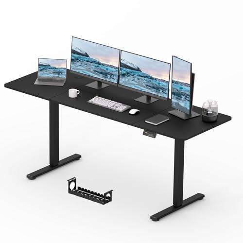 SANODESK Elektrischer Höhenverstellbarer Schreibtisch einfach mit Tischplatte Memory Funktion und Haken, Schreibtisch Höhenverstellbar Elektrisch für Heimbüro, Homeoffice und Hause(200 x 80cm,schwarz)
