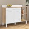 IDMarket - Anrichte für die Küche, 120 cm, Arbeitsplatte, Höhe 83 cm, 2 Türen + Schublade, Buche-Optik und Weiß