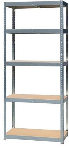 Metalkas Butterfly Lagerregal mit 5 HDF-Platte, 179x90x40 cm, belastbar bis 875kg, höhenverstellbaren Einlegeböden, Schwerlastregal, Kellerregal, Werkstattregal, Verzinkt, aus Metall, Silber