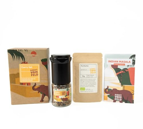 Direkt vom Feld® Curry-Set | Der Geschmack Indiens | BIO | Gewürz Set Küche | Geschenk Geschenkidee Kochen