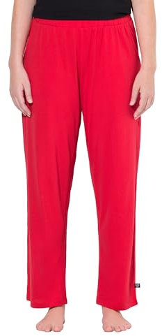 Ulla Popken Damen Pyjamahose, Uni/Herzen, Langes Bein Pyjamaunterteil, Salsa, 46-48 EU