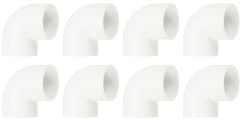 sourcing map 32mm 90 Degree Elbow, 8 Pcs PVC Pipe Fittings 2 Way Right Angle Elbow Side Outlet Adapter Coupling PVC Fitting Connectors for DIY Building Furniture, White
