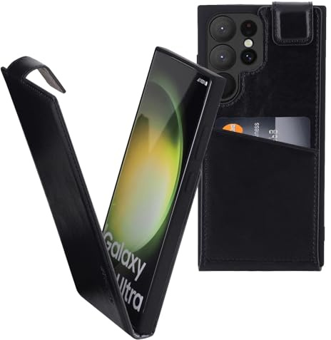 Suncase Original Flip-Style (Ultra-Slim) kompatibel mit Samsung Galaxy S25 Ultra 5G Hülle Ledertasche Tasche Schutzhülle Case Cover Hülle in schwarz