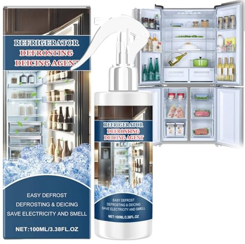 BigyQiu Defrosting Spray for Fridge Freezer,Freezer Defrosting Spray,Fridge Defroster Spray,Freezer Deicer Spray,Mulit-Use Freeze Spray for Refrigerator,Windows,Efficiently Removes Ice Buildup,100ml