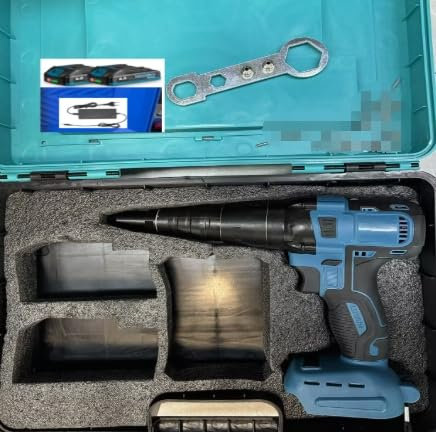 Yofidra Pistolet à riveter sans fil - Riveteuse électrique 20000 N, Pince à rivets sans balais avec LED, 2 batteries 2000mAh, Riveteuse sans fil pour rivets 2,4-5mm, aluminium et acier inoxydable