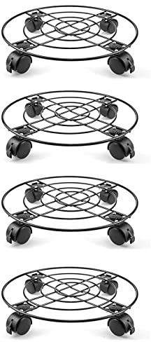 Pflanzentopf-Mover-Trolley mit runden Rädern, Metallständer für Gartenteller, 4 Stück