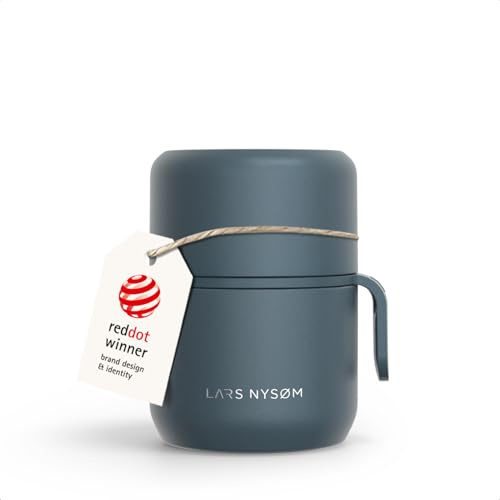LARS NYSØM Stainless Steel Vacuum Insulated Food Jar - Leakproof Lunch Pot & Lunch Jar for Hot and Cold Food, Wide Mouth Thermos, Portable Soup Container for Work & Travel (Stone Blue, 350ml)