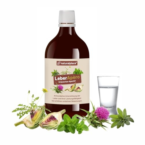 naturalplace® LeberApèro Kräutertee-Aperitif Tropfen zur Unterstützung der Lebergesundheit, 500 ml, mit Mariendistel, Löwenzahnwurzel, Artischocke, Salbei, Pfefferminze und Vitamin C