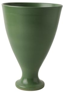 HOMNECESS Pots de Fleurs Pot de Fleurs en céramique sur Pieds, for la Maison et Le Bureau, Socle Forme Verre à vin Intérieur/Extérieur(Matte Green)