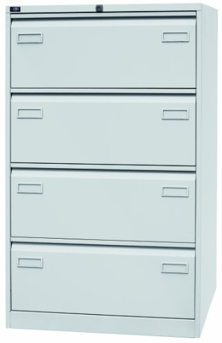 Bisley Hängeregistraturschrank Light- zweibahnig- 4 Schubladen- Din A4- lichtgrau- 1321x800x622 mm (HxBxT)