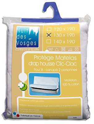 Aubin Nuit des Vosges 2088212 Protège Matelas Absorbant Molleton/Coton Blanc 130 x 190 cm
