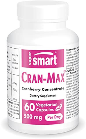 Cran-Max 500 mg - Eine Lösung mit Fokus auf Harnwegsinfektionen - Enthält konzentriertes Cranberry-Extrakt, standardisiert auf 7,2% Typ A Proanthocyanidine (kondensierte Tannine) - Supersmart