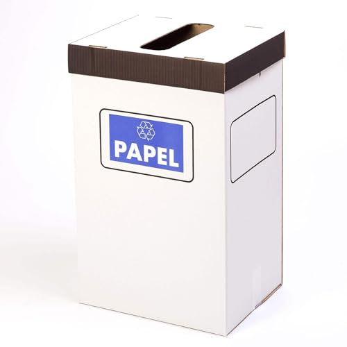 TELECAJAS | Papeleras de Cartón Automontable con Tapa Superior - Caja Contenedor para Reciclaje de Papel | Pack de 5 unidades