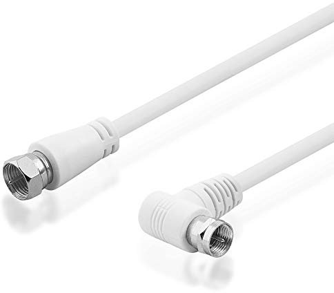 BestPlug 1,5 Meter Sat LNB Kabel, F-Stecker gerade auf F-Stecker 90° abgewinkelt, geeignet für 3D SD HD FullHD UHD 4K, Weiss