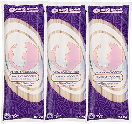 King Soba 3-Pack Gluten Free & Organic Thai Rice Noodles 250g - 3 Servings Per Pack