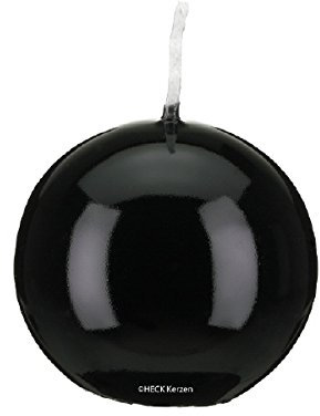 Gelackte Kerzen Kugelkerzen Klarlack - hochglänzend Schwarz Ø 15 cm, 2 Stück, Exclusive besondere Kerzen