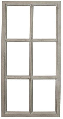 Posiwio Deko-Fensterrahmen Holz- Rahmen Fenster-Attrappe Holz grau Vintage