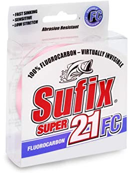 Sufix Angelschnur Super 21 FC, Fluorkohlenstoff, 150 m, klar, 0,33 mm, 7,2 Kg